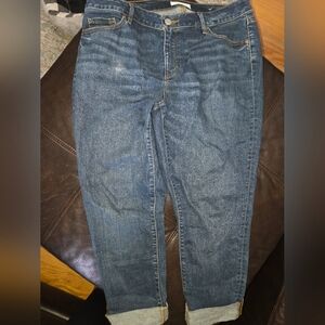 LOFT Curvy Skinny Crop Jeans in Classic Denim